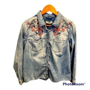 Womens button down embroidered shirt